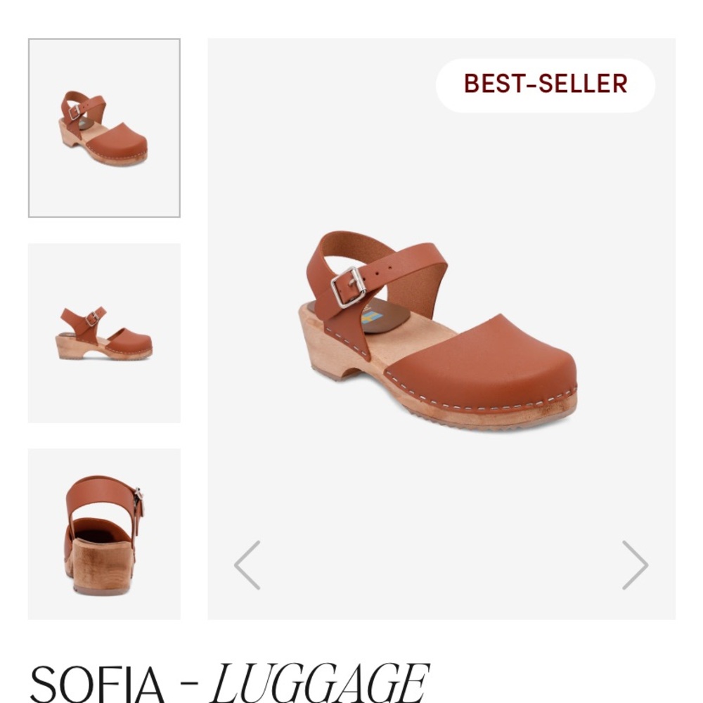 MIA Brown Leather Clogs with Wooden Heel sofia size 36 last pic for comparison - Picture 3 of 3